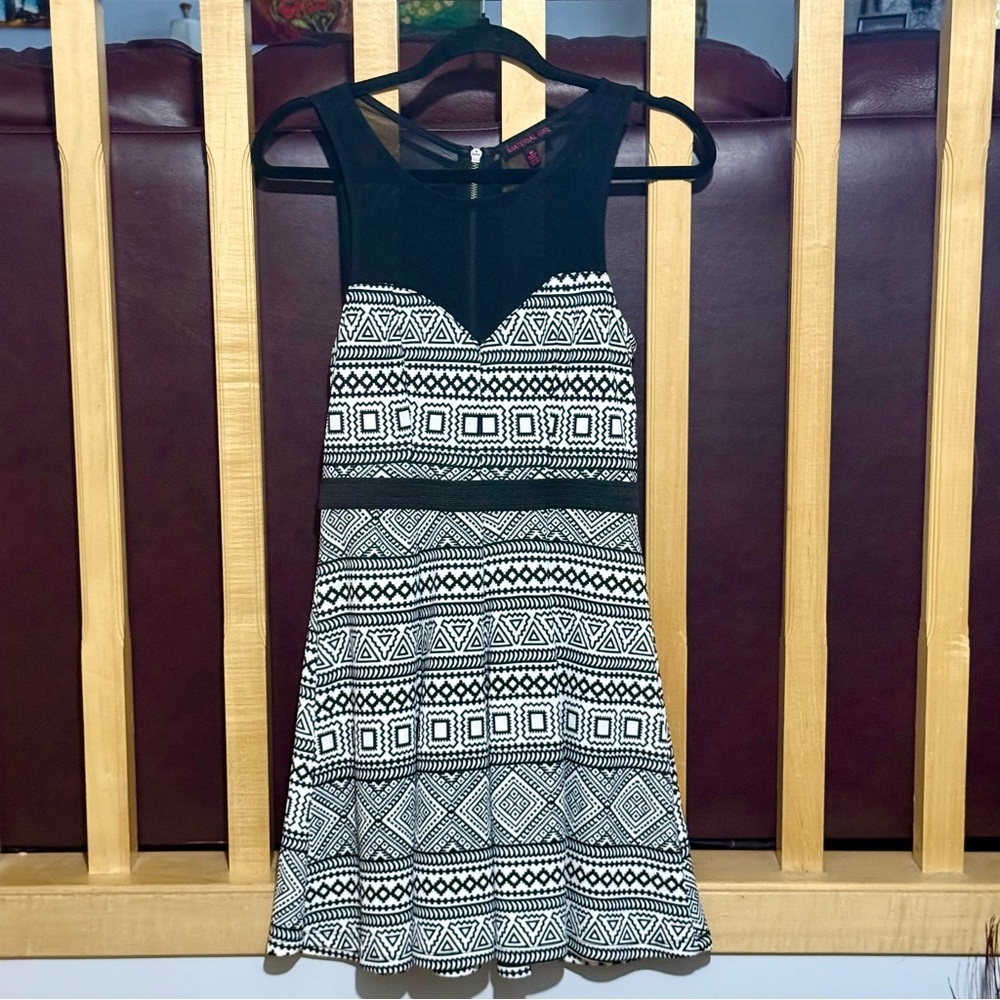 Material Girl Black and White Patterned Mini Dress